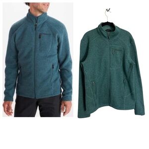 Marmot Men’s Drop Line Fleece full zip jacket teal outdoorsy winter sz Medium